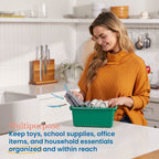 Ecr4Kids Scoop Front Storage Bins, Multipurpose Organization, Green, 10-Piece