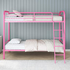 DHP Metal Twin over Twin Bunk Bed with Ladder, Pink, 5417296