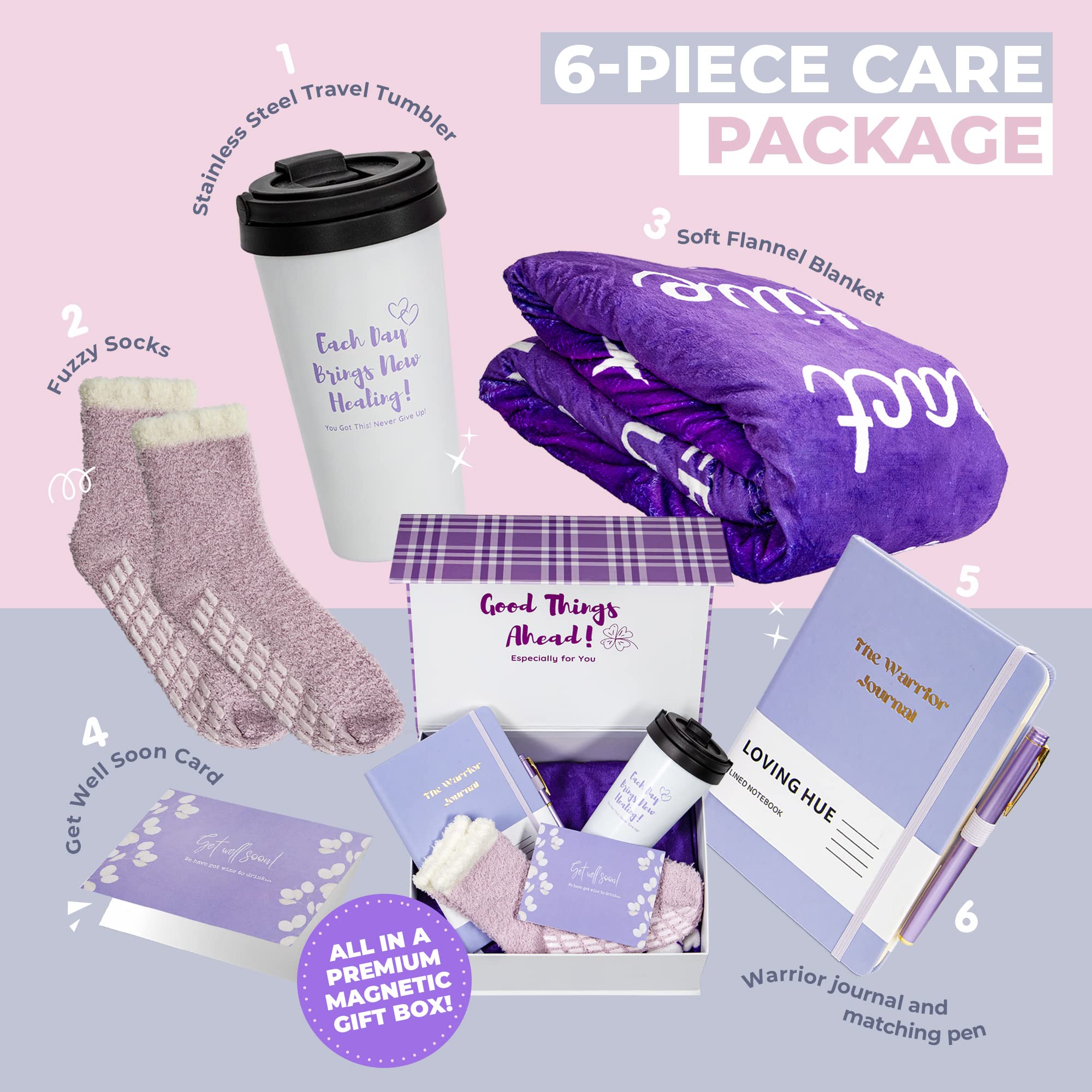 Loving Hue Chemo Care Package For Women, Cancer Care Packages For Women Purple, Gifts For Cancer Patients, Get Well Soon Gift Ba