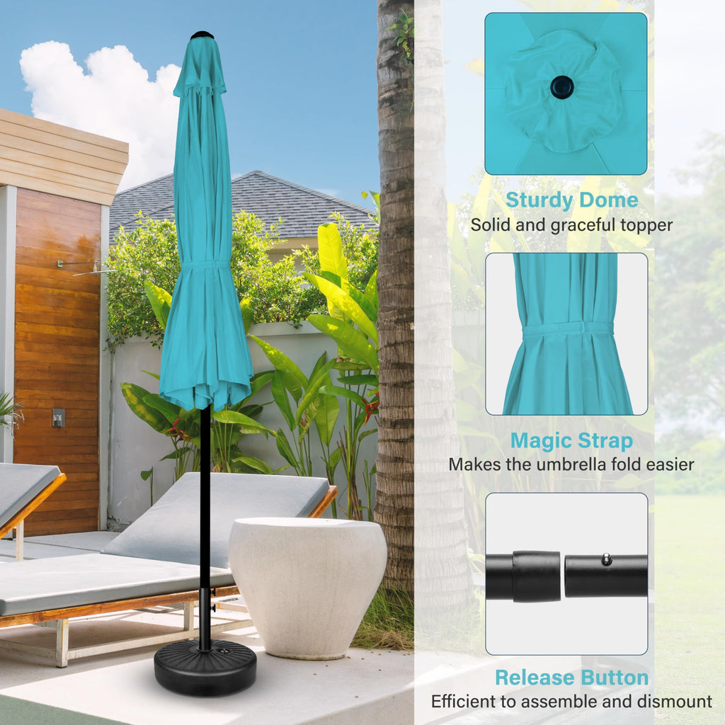 Simple Deluxe 2 Pack 7.5' Patio Umbrella Outdoor Table Market Yard Umbrella With 6 Sturdy Ribs For Backyard, Pool, Garden, Deck, Turquoise