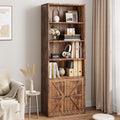 IDEALHOUSE Bookcase with Doors Industrial Bookshelf 11.8in Depth Display Storage Shelves 71.4in Tall Farmhouse Bookcases Wooden 