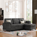 Vongrasig Convertible Sectional Couch, 3 Seat L Shaped Couch Sofa with Removable Pillows Linen Fabric Small Couch Mid Century fo