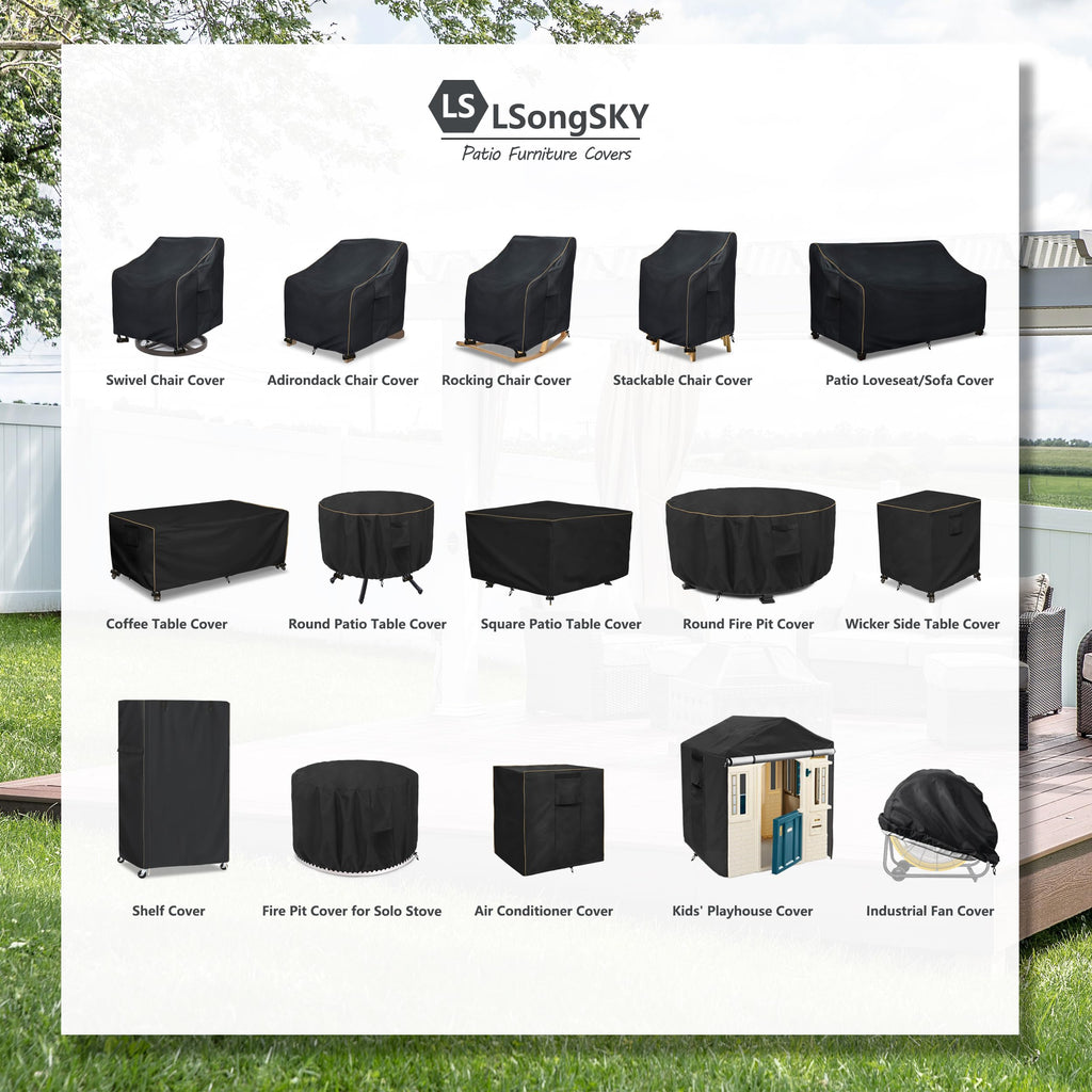 Lsongsky Outdoor Swivel Lounge Chair Cover 2 Pack,35 W X 37 D X 38.5 H Inches,100% Waterproof Heavy Duty Outdoor Chair Covers,Patio Furniture Cover For Swivel Patio Lounge Chair,Black