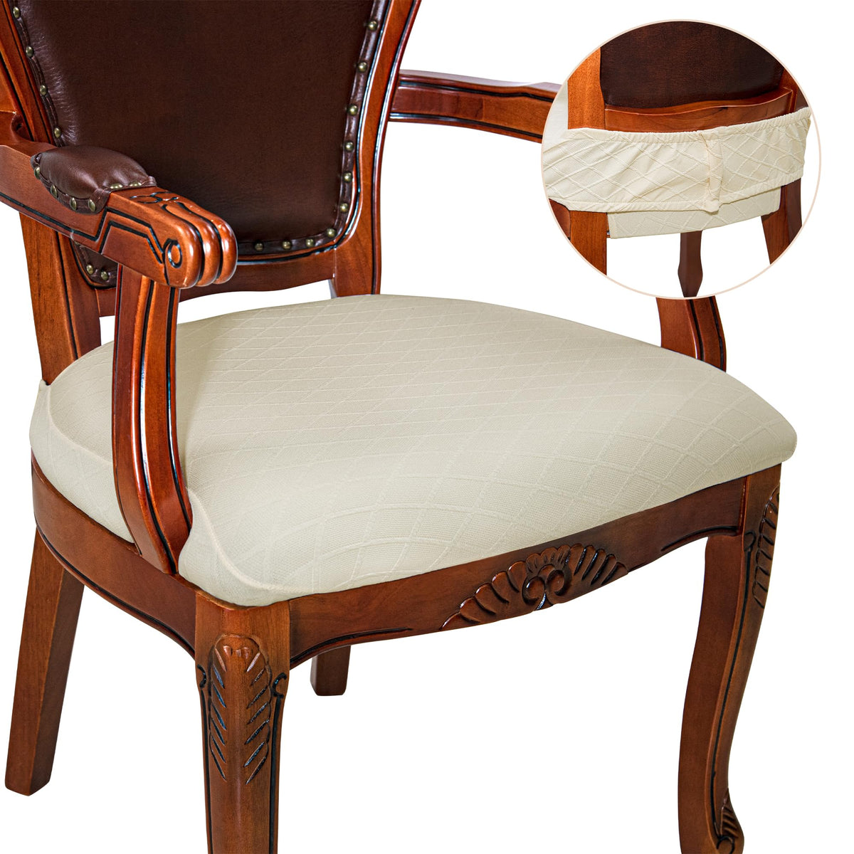 CZL Dining Room Chair Covers Set of 4, Zipper with Rear-Covered Chair Covers for Dining Room Stretch Jacquard Dining Chair Slipcover Removable Washable for Dining Chairs with Arms,4 Pack
