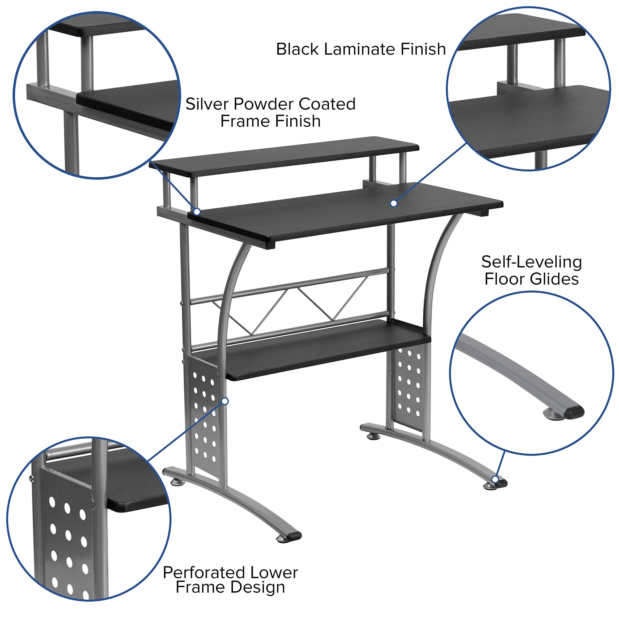 Flash Furniture Work From Home Kit - Black Computer Desk, Ergonomic Mesh Office Chair And Locking Mobile Filing Cabinet With Inset Handles