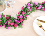 Miracliy 9 Pcs 73.8 Ft Flower Garland Fake Rose Vine Artificial Flower Hanging Rose Ivy Home Hotel Office Wedding Party Garden C