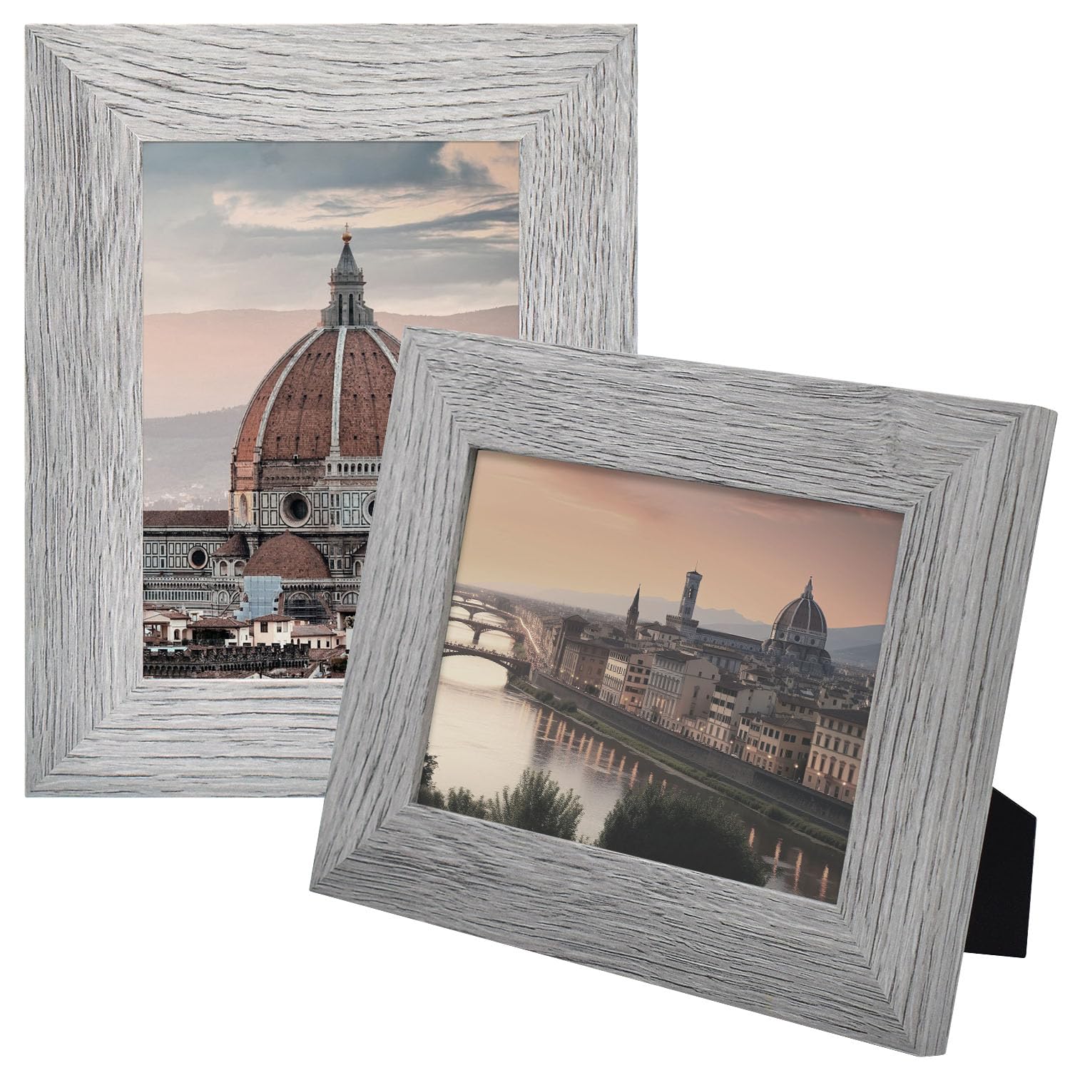 Golden State Art, 5x7 Picture Frame - Country Wood Grain Style - Tabletop Display, Back Hangers for Wall Display - Great for Pho