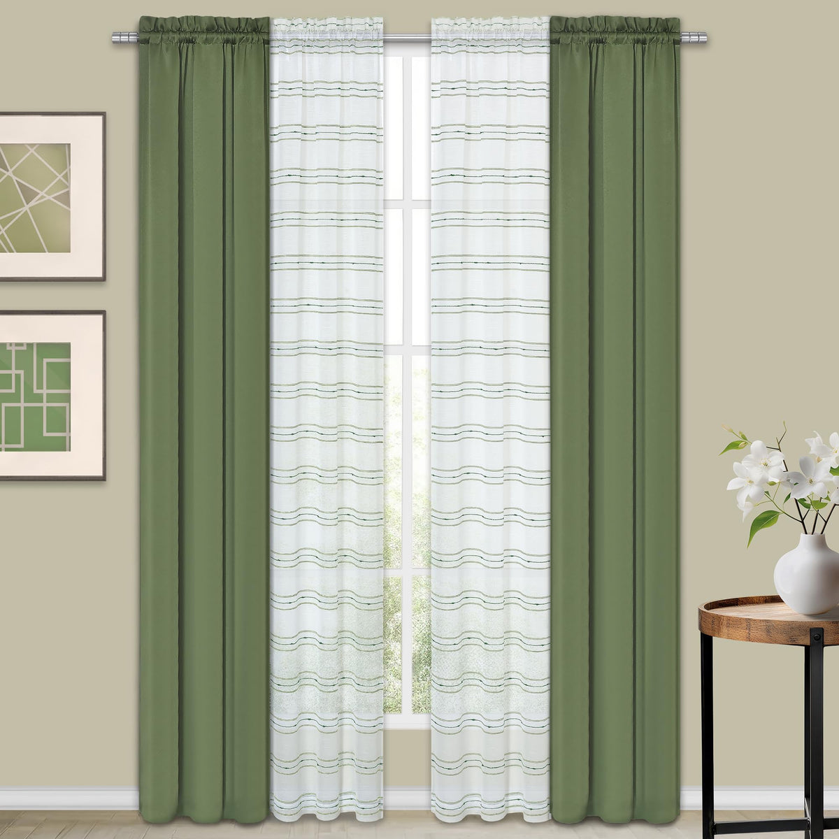 Achim Tribeca 4 Piece Window Curtain Panel Set  26x84  Green