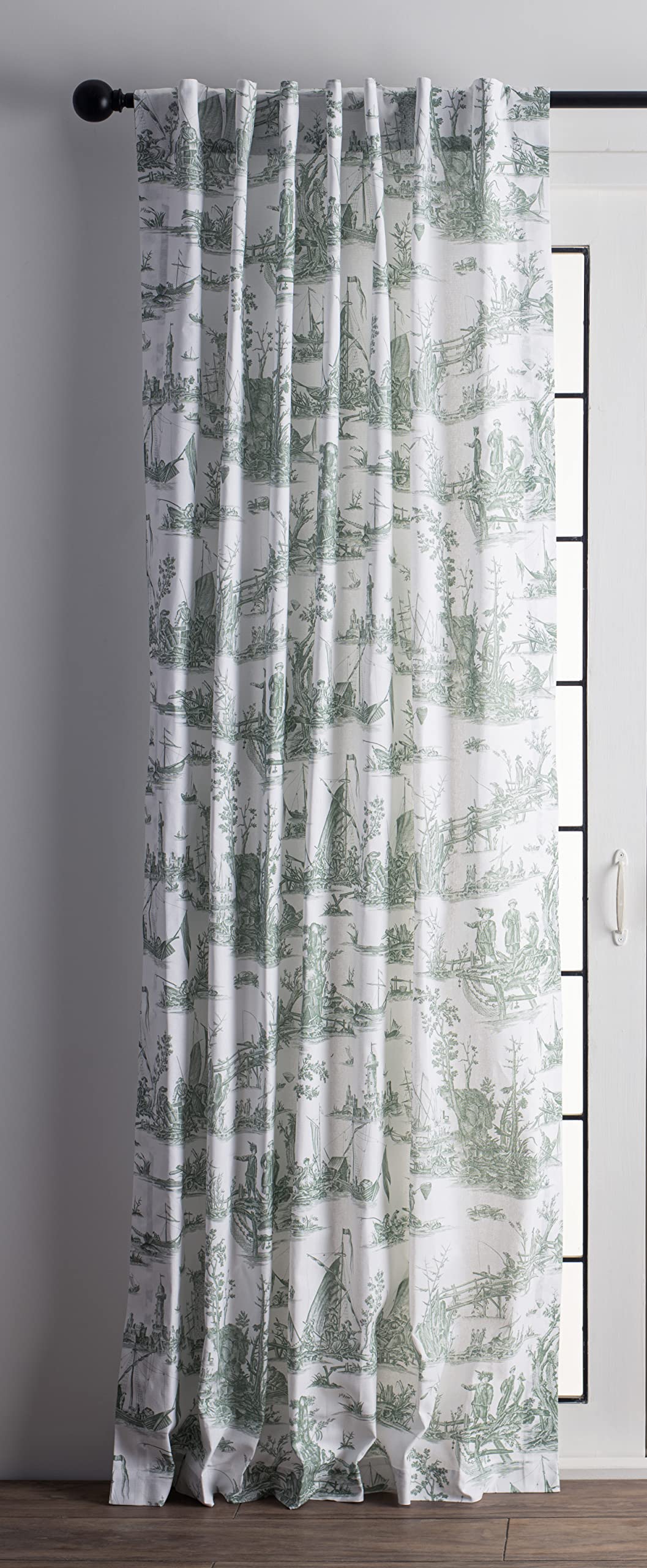 Maison D' Hermine 100% Cotton Curtain - 50'X124' Antique Green (White Background) Decorative Curtain - Aesthetic Curtains For
