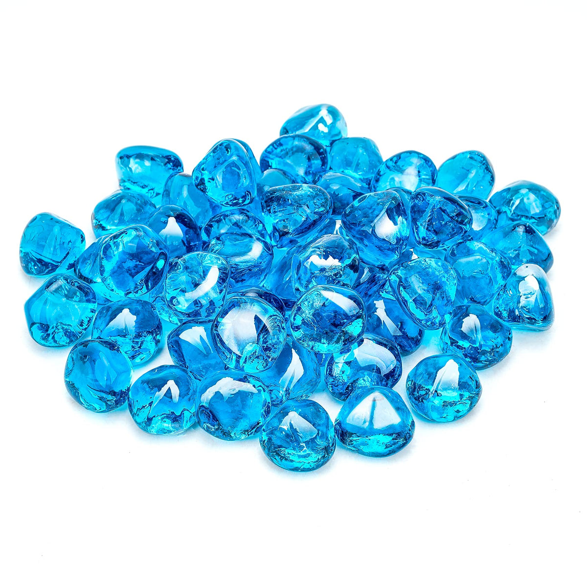 Skyflame 10-Pound Fire Glass Diamonds For Fire Pit Fireplace Landscaping, 1/2 Inch Reflective Glass Fire-Diamonds, Caribbean Blu