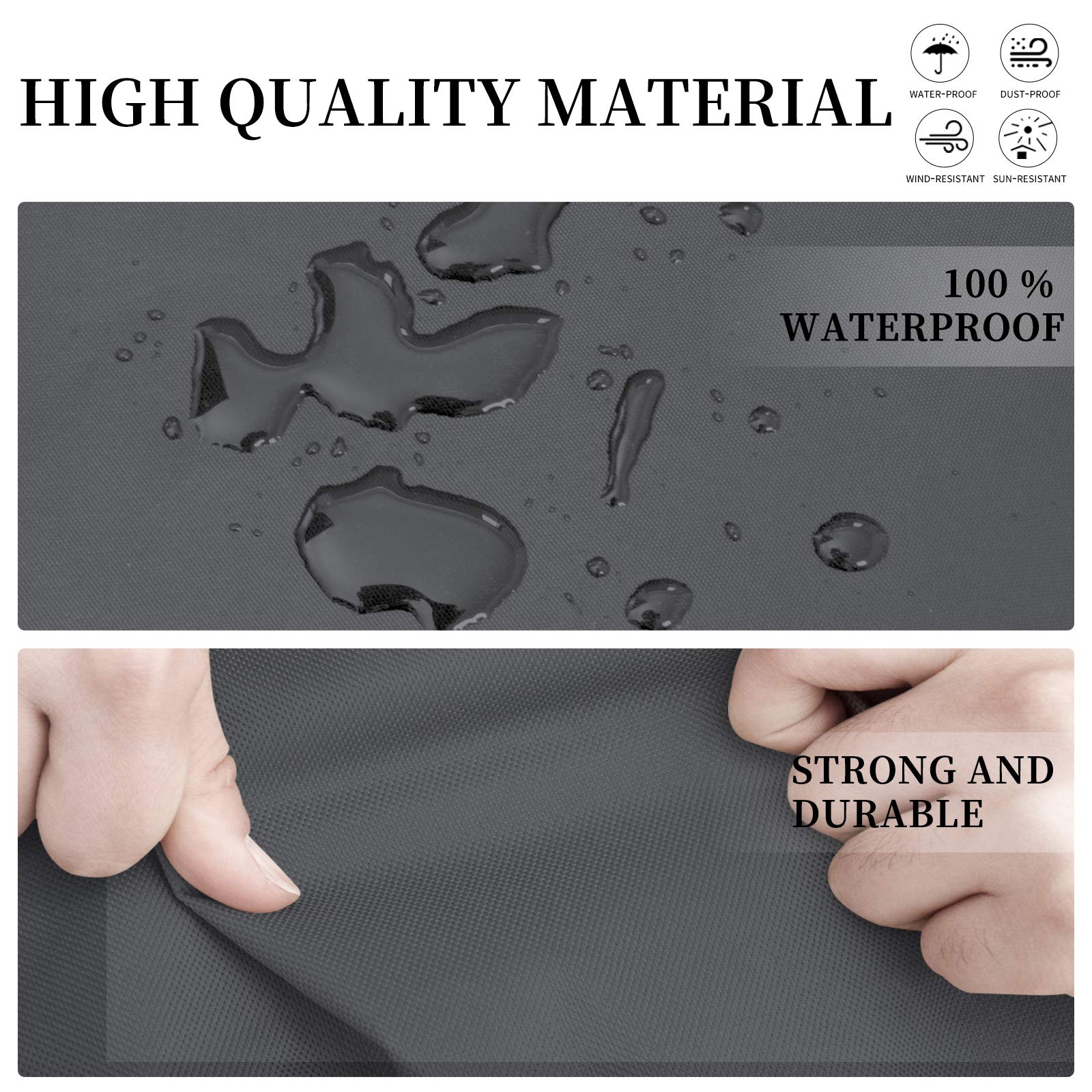 Easy-Going Patio V-Shaped Sectional Sofa Cover, Waterproof Outdoor Sectional Cover,Heavy Duty Garden Furniture Cover With Air Vent 89' L (On Each Side) X 33.5' D X 31' H, Dark Gray