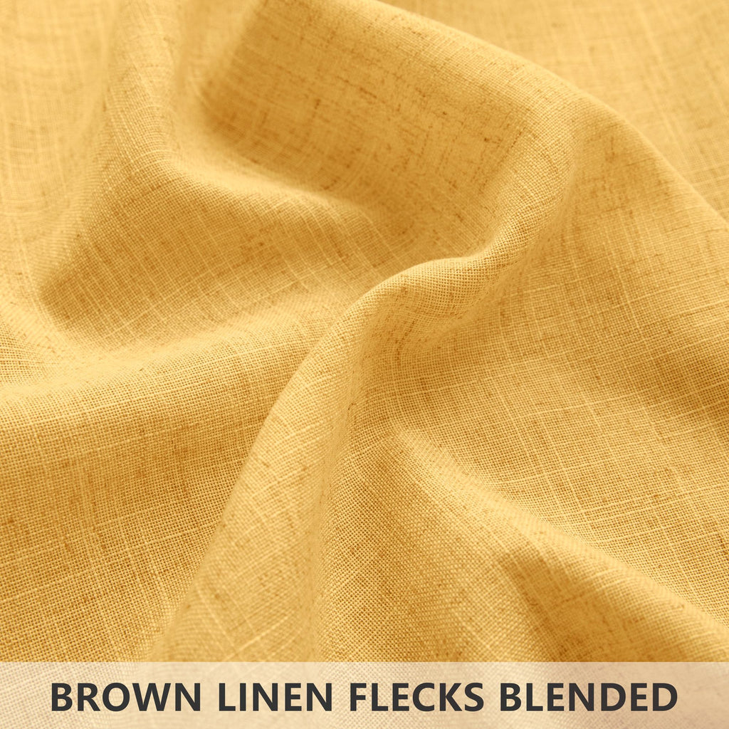 Mustard Yellow Curtains 54 Inch Length For Bedroom Kids 2 Panels Set Rod Pocket Bright Warm Autumn Decor Light Filtering Semi Sheer Linen Golden Yellow Gold Curtain For Living Room Bathroom 52X54 Long