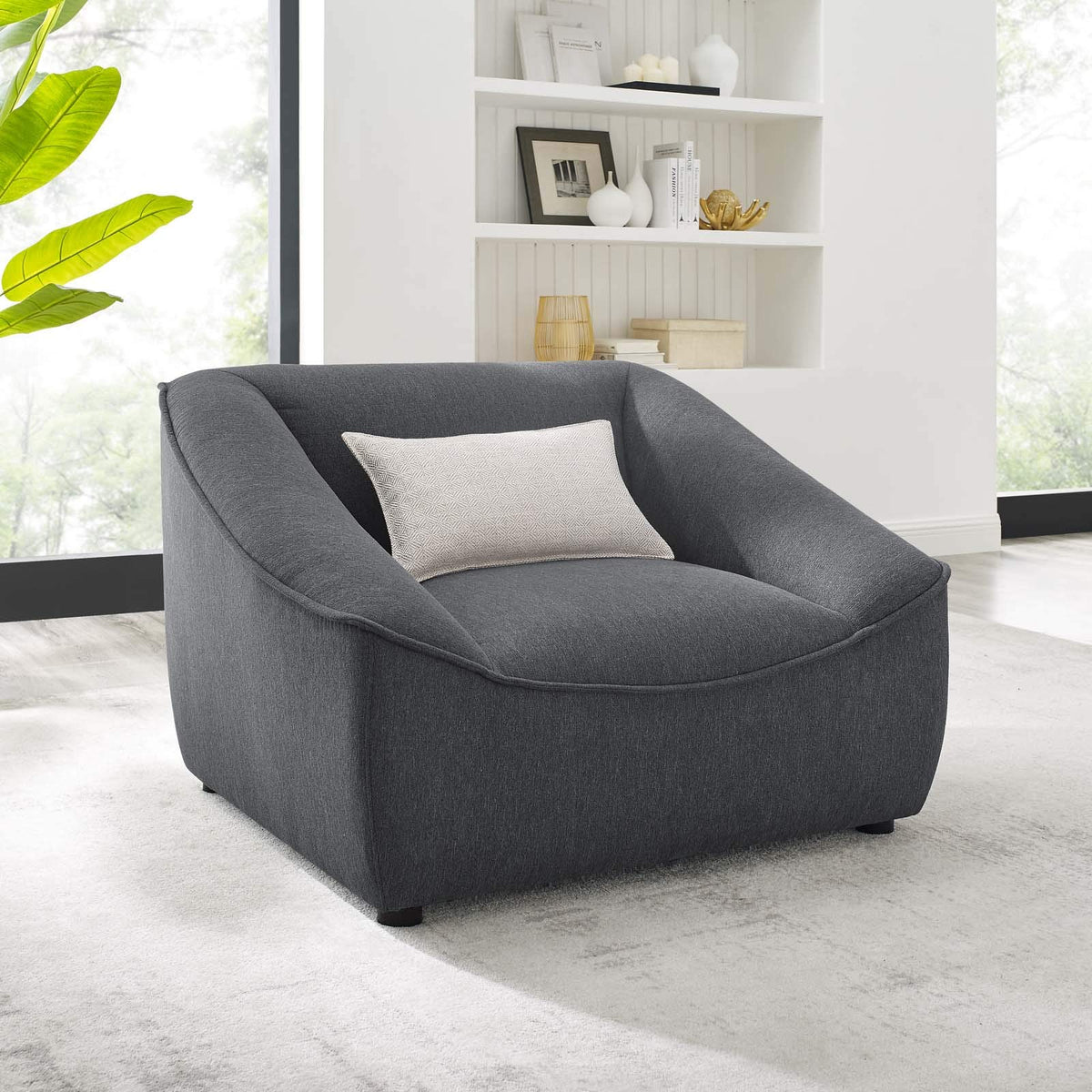 Modway Comprise Fabric Upholstered Sectional, Armchair, Charcoal