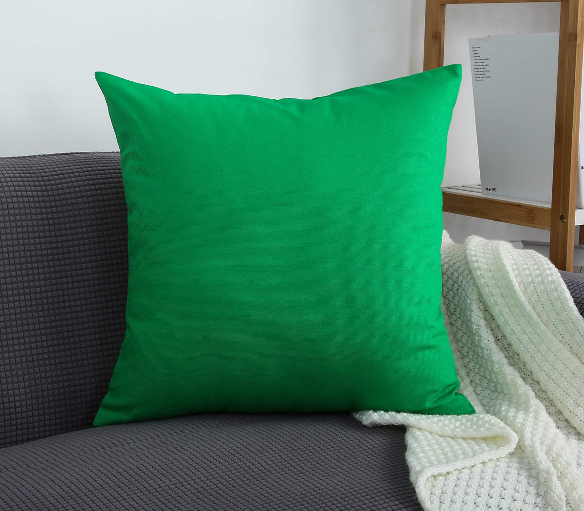 Tangdepot Handmade Decorative Solid 100% Cotton Canvas Throw Pillow Covers/Pillow Shams, (20'X20', Bright Green)