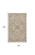 HomeRoots 512213 8 x 10 ft. Ivory & Gray Wool Floral Hand Tufted Handmade Stain Resistant Rectangle Area Rug
