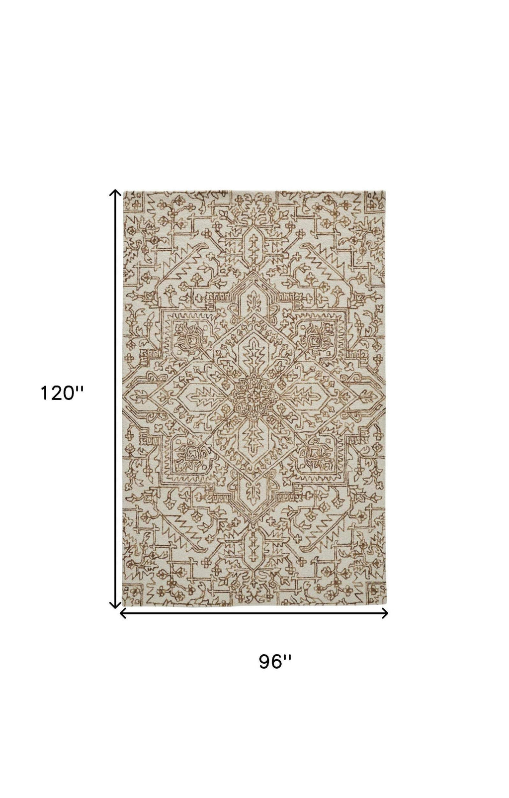 HomeRoots 512214 9 x 12 ft. Ivory & Gray Wool Floral Hand Tufted Handmade Stain Resistant Rectangle Area Rug