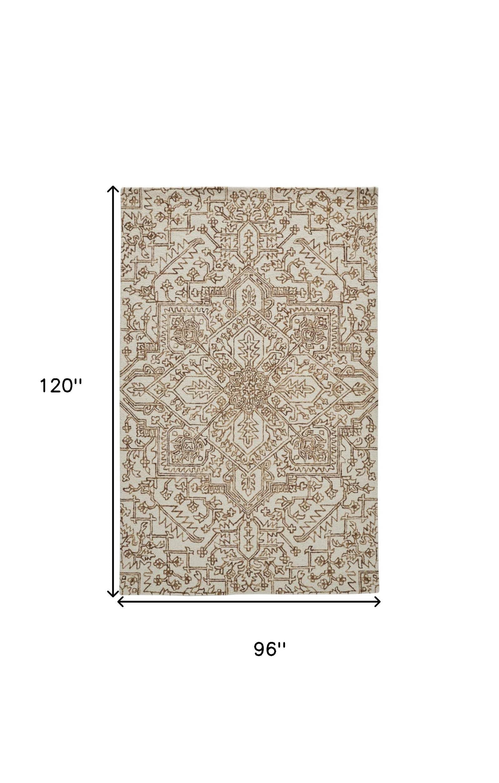 HomeRoots 512214 9 x 12 ft. Ivory & Gray Wool Floral Hand Tufted Handmade Stain Resistant Rectangle Area Rug