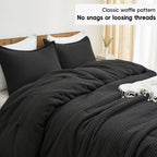 Phf 3 Pieces Waffle Weave Comforter Set Queen Size, Lightweight Breathable Comfy Bedding Set For All Season, Ultra Soft Textured