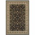 HomeRoots 509105 10 x 13 ft. Black & Ivory Oriental Power Loom Stain Resistant Rectangle Area Rug