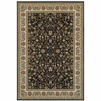 HomeRoots 509105 10 x 13 ft. Black & Ivory Oriental Power Loom Stain Resistant Rectangle Area Rug