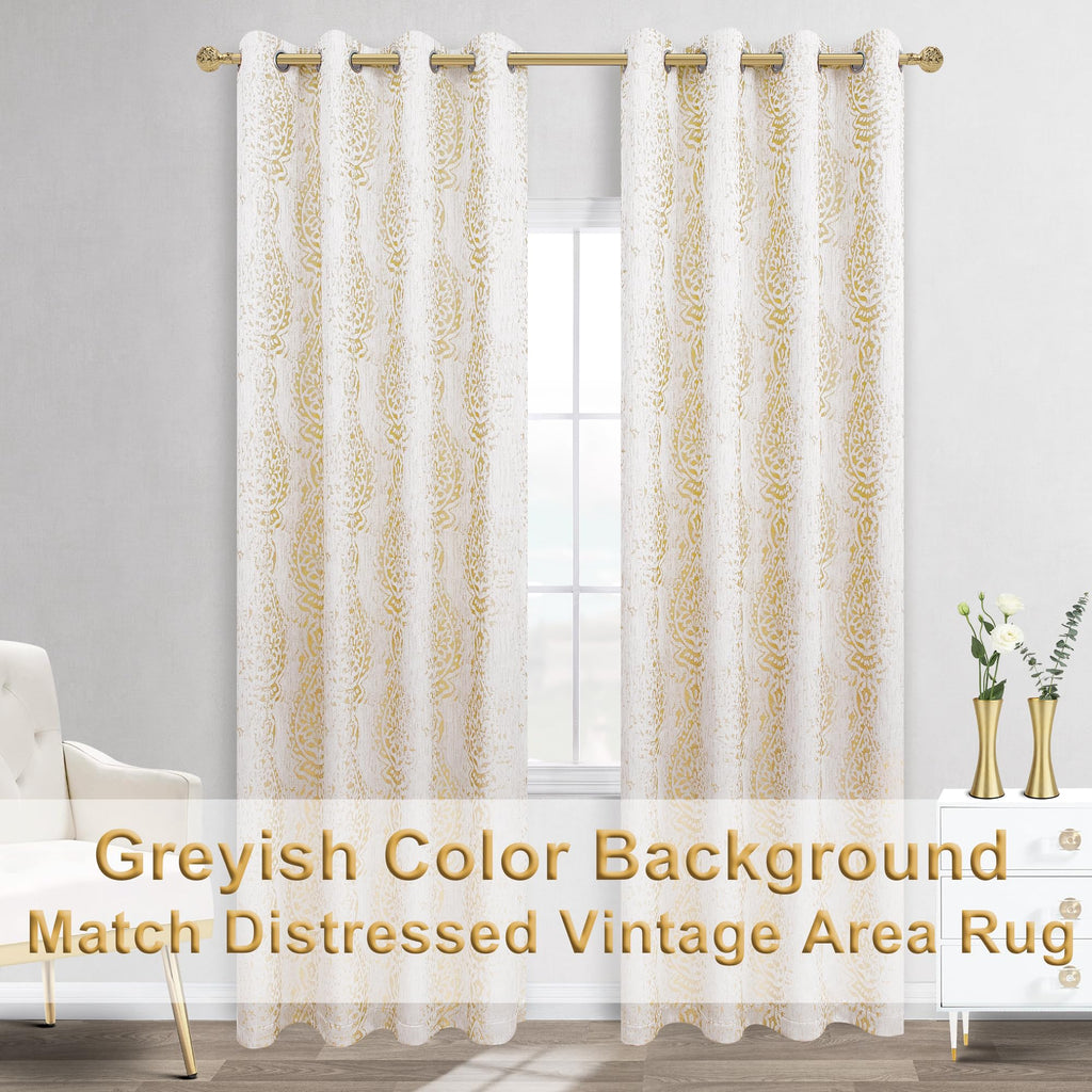 Gold Yellow Curtains For Living Room 84 Inch Length 2 Panels Set Vintage Mid Modern Century 50% Blackout Texture Window Boho Dam