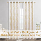 Gold Yellow Curtains For Living Room 84 Inch Length 2 Panels Set Vintage Mid Modern Century 50% Blackout Texture Window Boho Dam