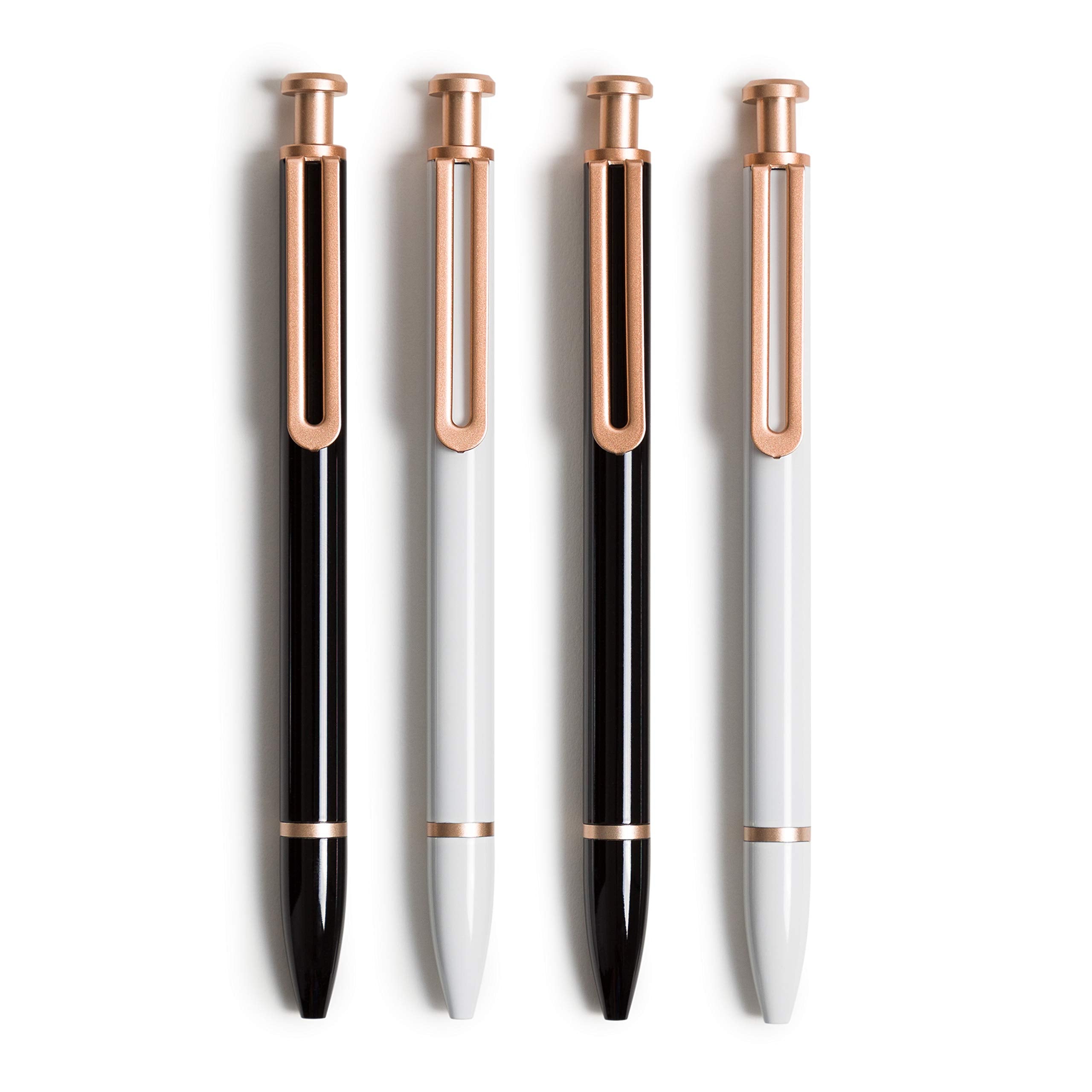 U Brands 'The Monterey' Retractable Ballpoint Pen, Black And White, Black Ink, 4 Pack