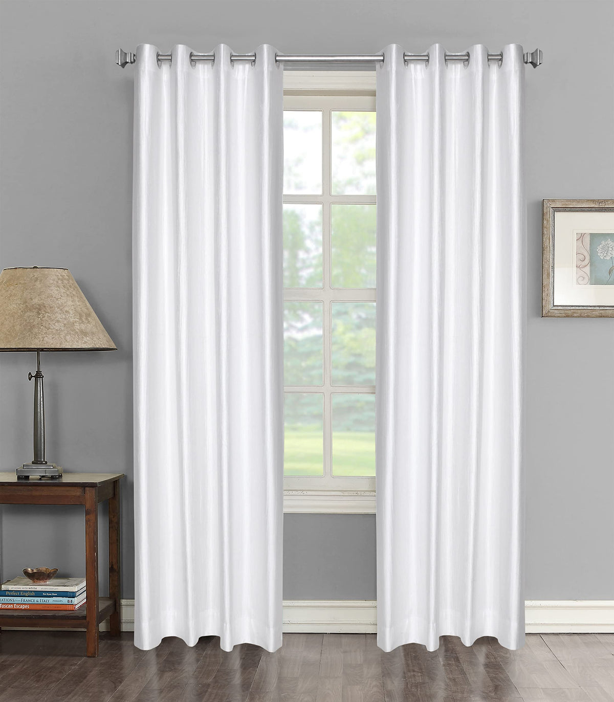 Decoholic White Polyester Window Curtains 5 Feet | Darkening Faux Texture Plain Drapes with Eyelets | Set of 2 Panels for Living