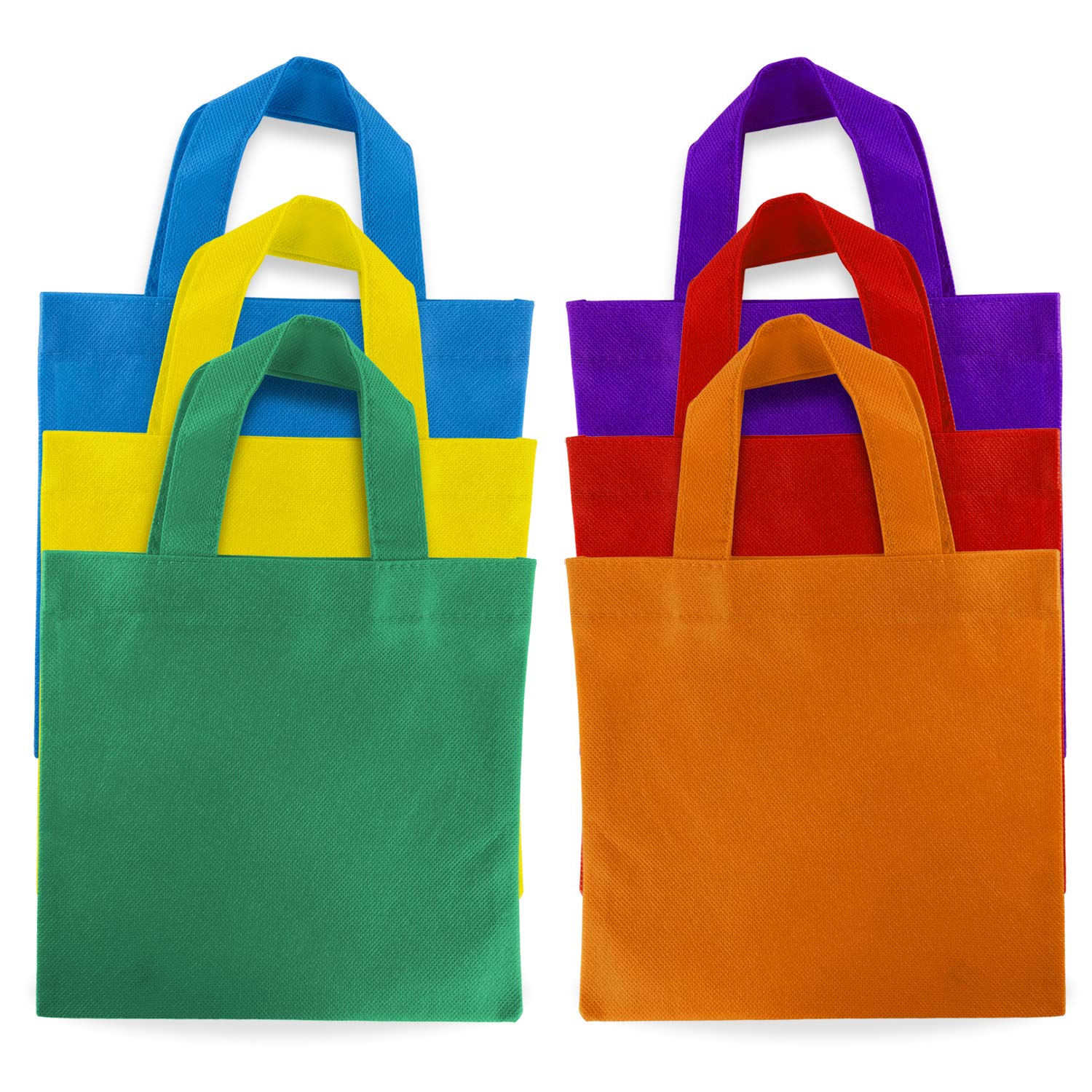 Super Z Outlet Assorted Colorful Solid Blank Fabric Tote Party Gift Bags Rainbow With Handles For Birthday Favors, Snacks, Decor