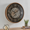 CLXEAST 24 Inch Large Moving Gear Wall Clock for Farmhouse Living Room Decor,Big Industrial Steampunk Wall Clock Decorative, Vin