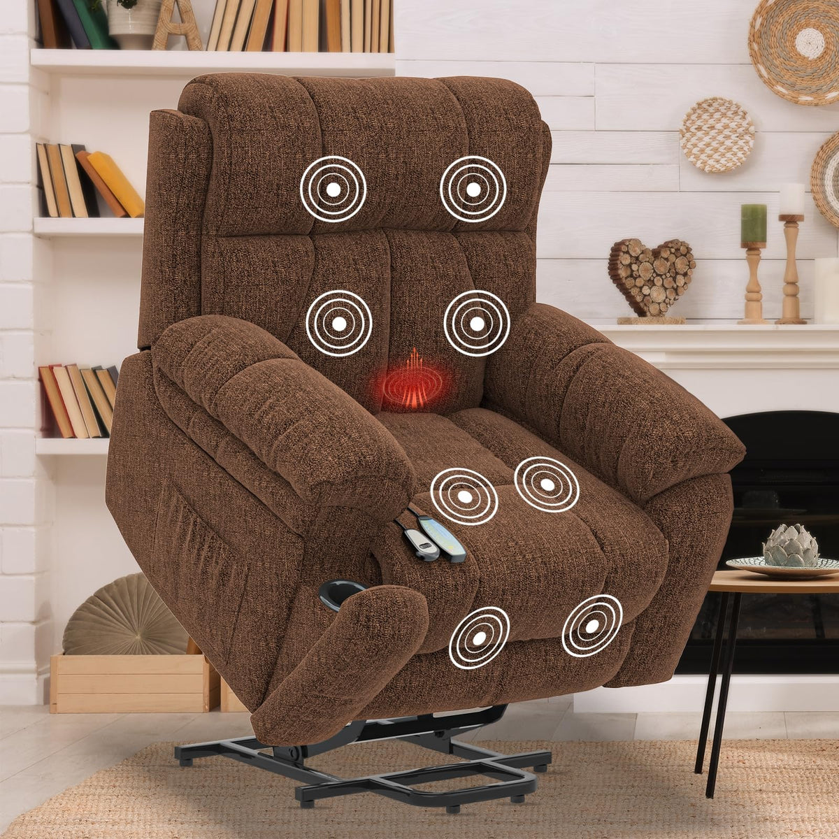 Yonisee Oversized Lift Chairs Recliner For Elderly With Massage And Heat, Overstuffed Wide Recliners, Recliner Chairs For Adults