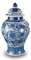 20 Classic Blue and White Porcelain Ceramic Floral Temple Ginger Jar Vase, Large China Ming Style, Jingdezhen
