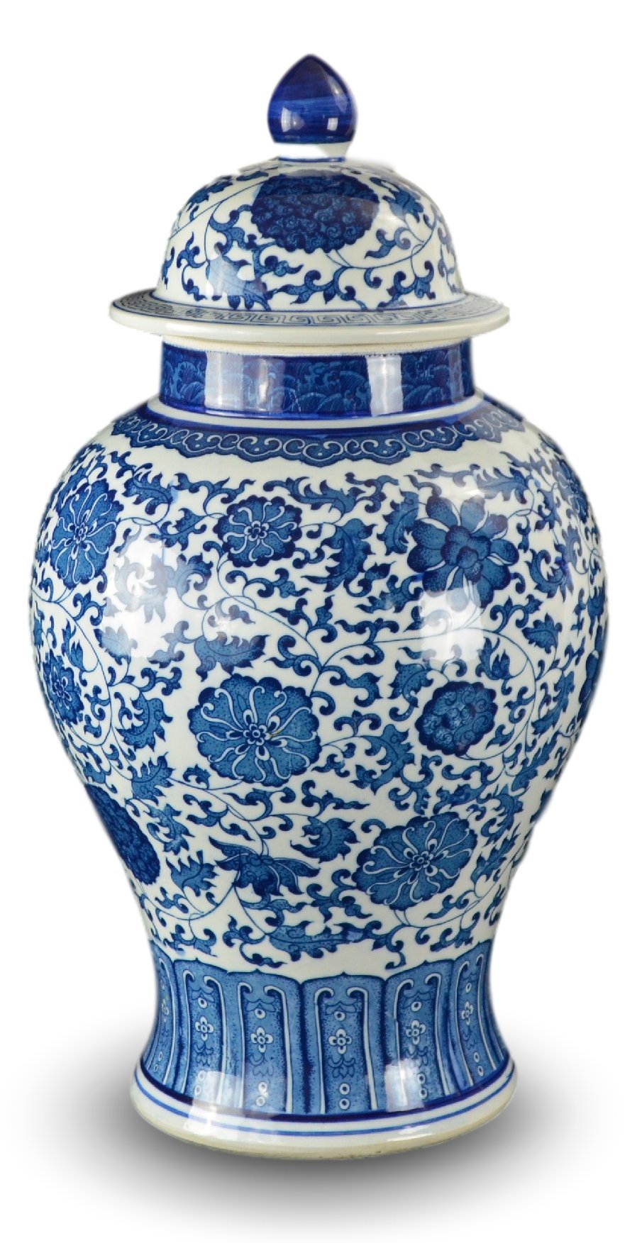 20 Classic Blue and White Porcelain Ceramic Floral Temple Ginger Jar Vase, Large China Ming Style, Jingdezhen