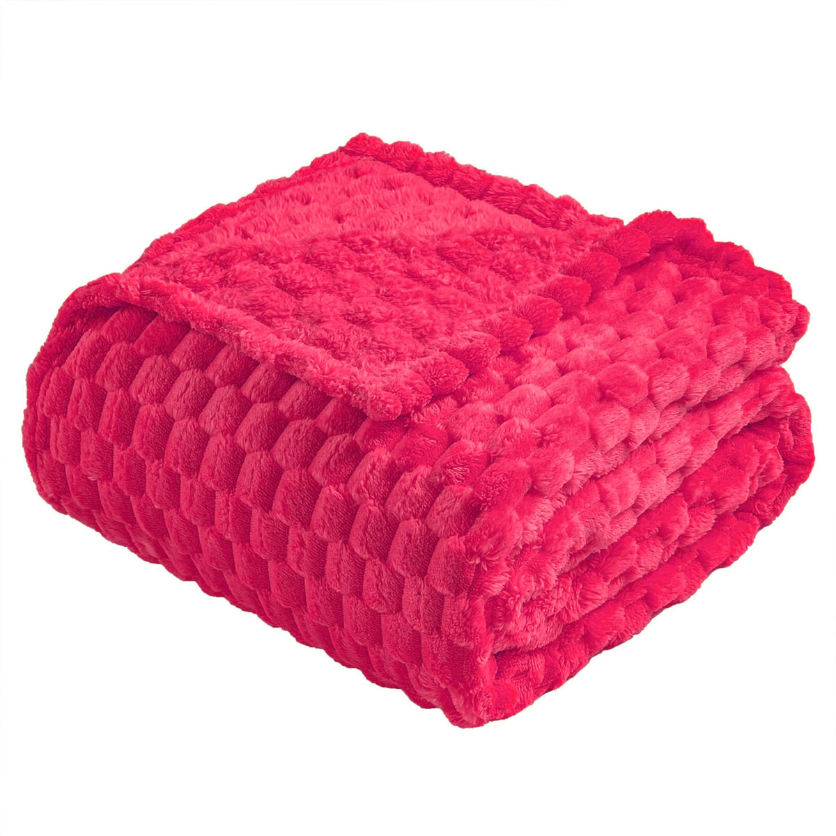 Vessia Flannel Fleece Throw Blanket(50X70 Inch), 3D Jacquard Hot Pink Fuzzy And Warm Blanket For Couch,Sofa,Bed,Chair, 300Gsm Su