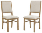 Crosley Furniture Joanna Modern Farmhouse Upholstered Wood Back Dining Chairs Set of 2, Rustic Brown/Creme