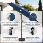 Simple Deluxe 7.5' Patio Umbrella Outdoor Table Market Yard Umbrella With 6 Sturdy Ribs For Backyard, Pool, Garden, Deck, Blue