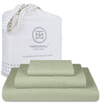 Threadmill 500 Thread Count Twin-XL Size 3 Pc Luxury Cotton Bed Sheet Set, Jacquard Floria Sage Green, Breathable Sheets with 15