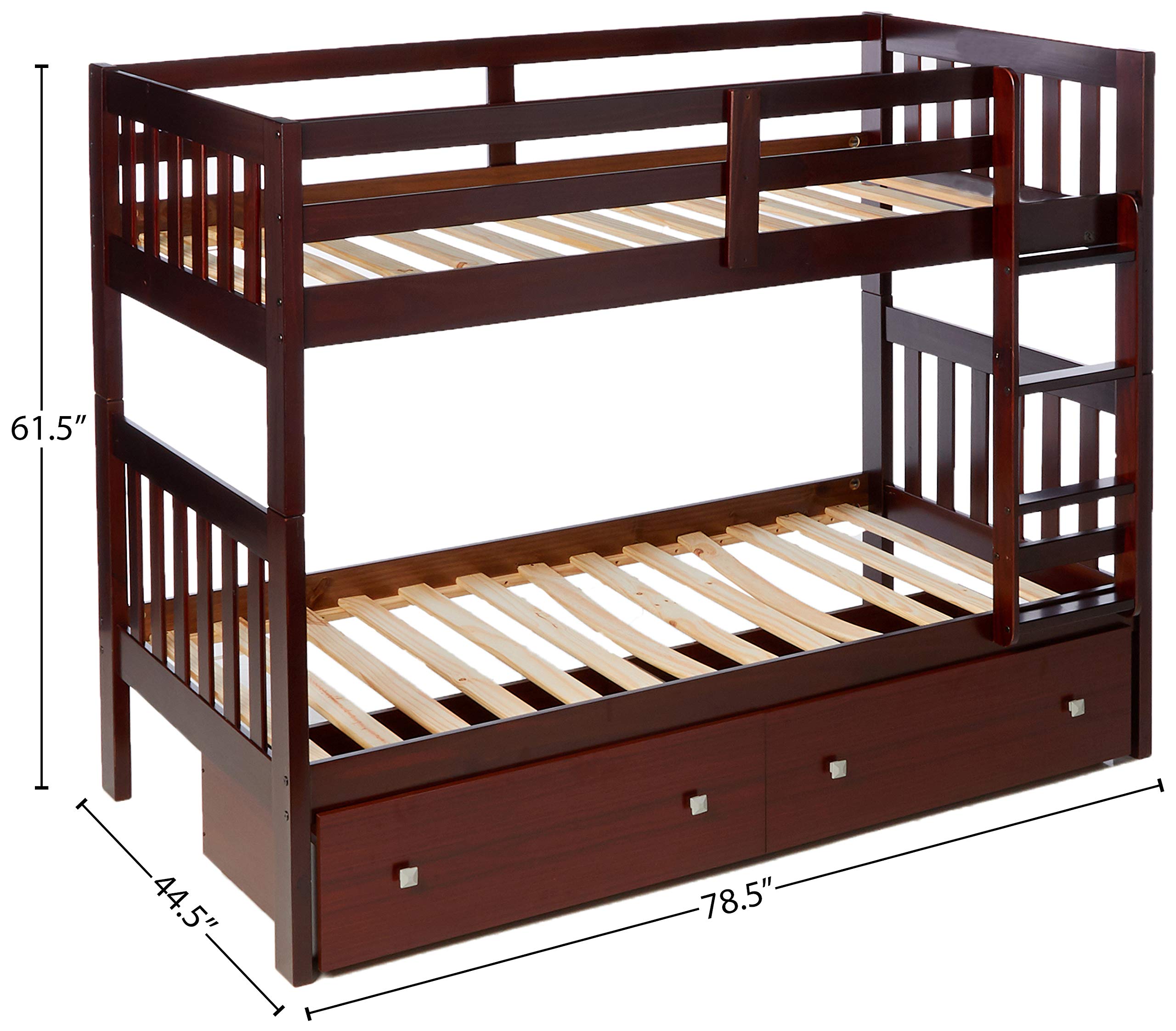 Donco Austin Mission Twin Over Twin Dark Grey Bunkbed with Dual Underbed Drawers