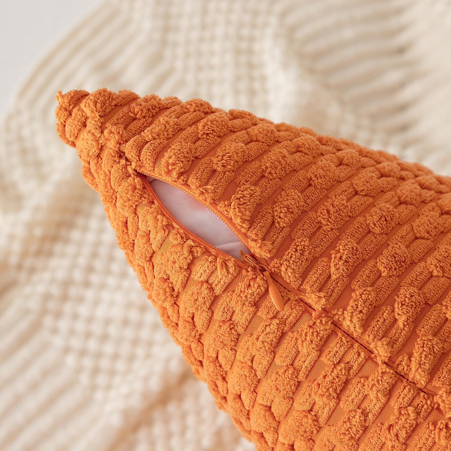 Kevin Textile 2 Packs 26X26 Pillow Covers Euro Pillow Covers With Stripe Pattern Big Throw Pillow Covers For Couch Bedroom Orange 66X66 Cm