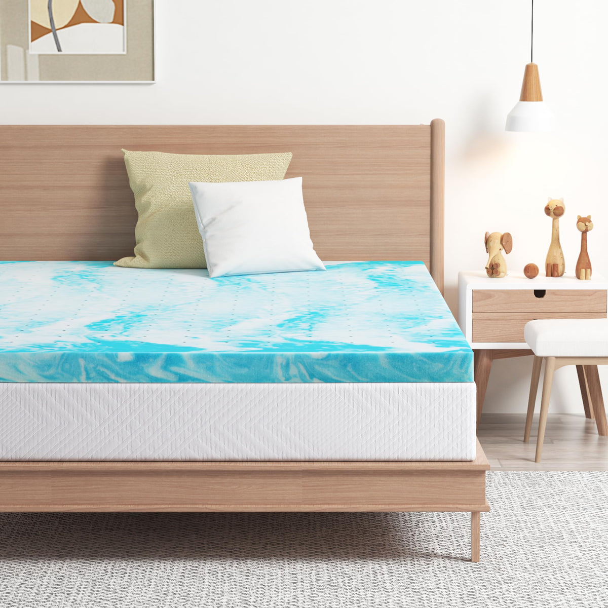 Egohome Topper 2 Inch Full Memory Foam Mattress Topper, Gel Foam Mattress Topper For Pressure Relief, Ventilated Design Bed Topp