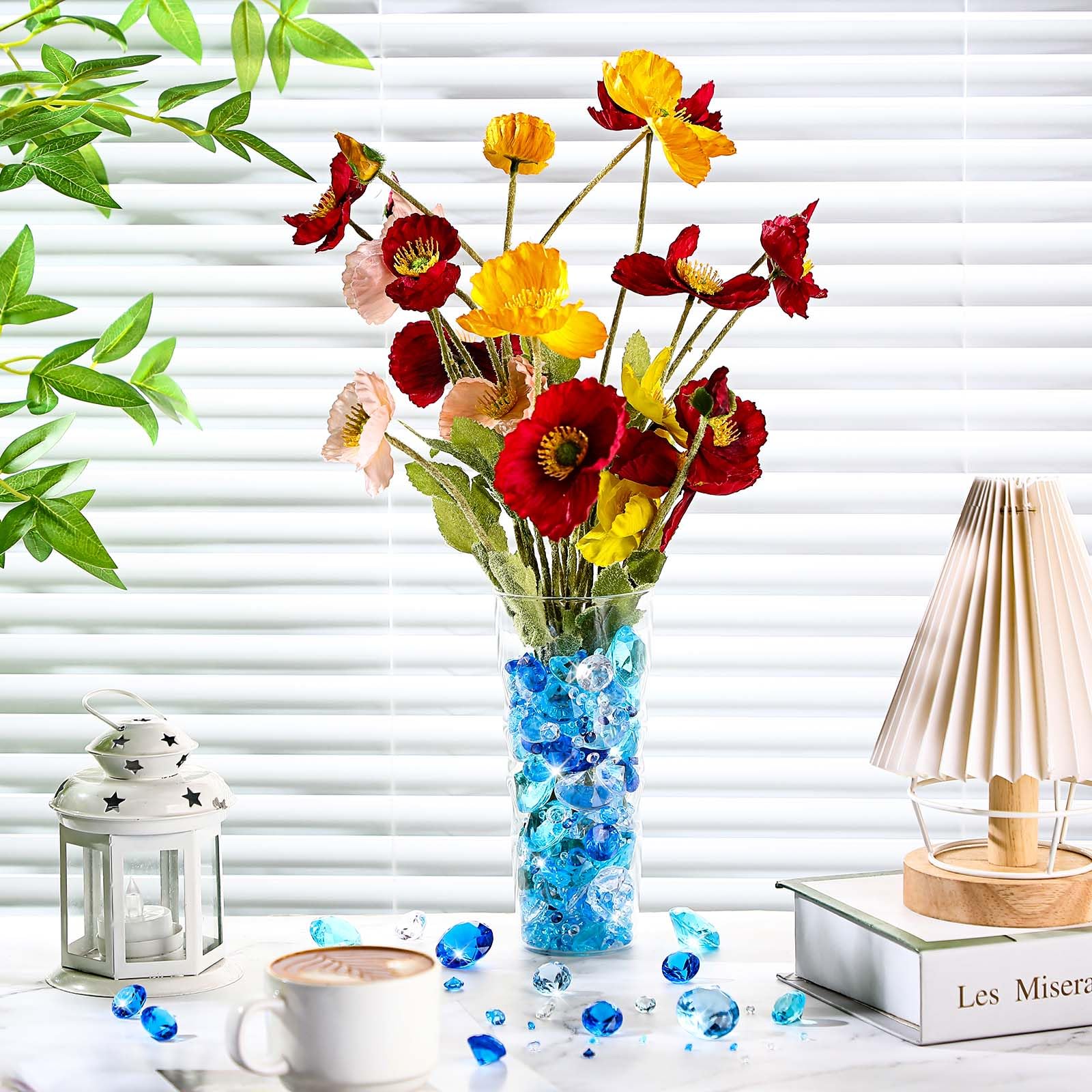 Hicarer 800 Pieces Diamond Decorations Acrylic Diamond Table Scatter Crystals For Table For Vase Fillers Party Table (Gradient B