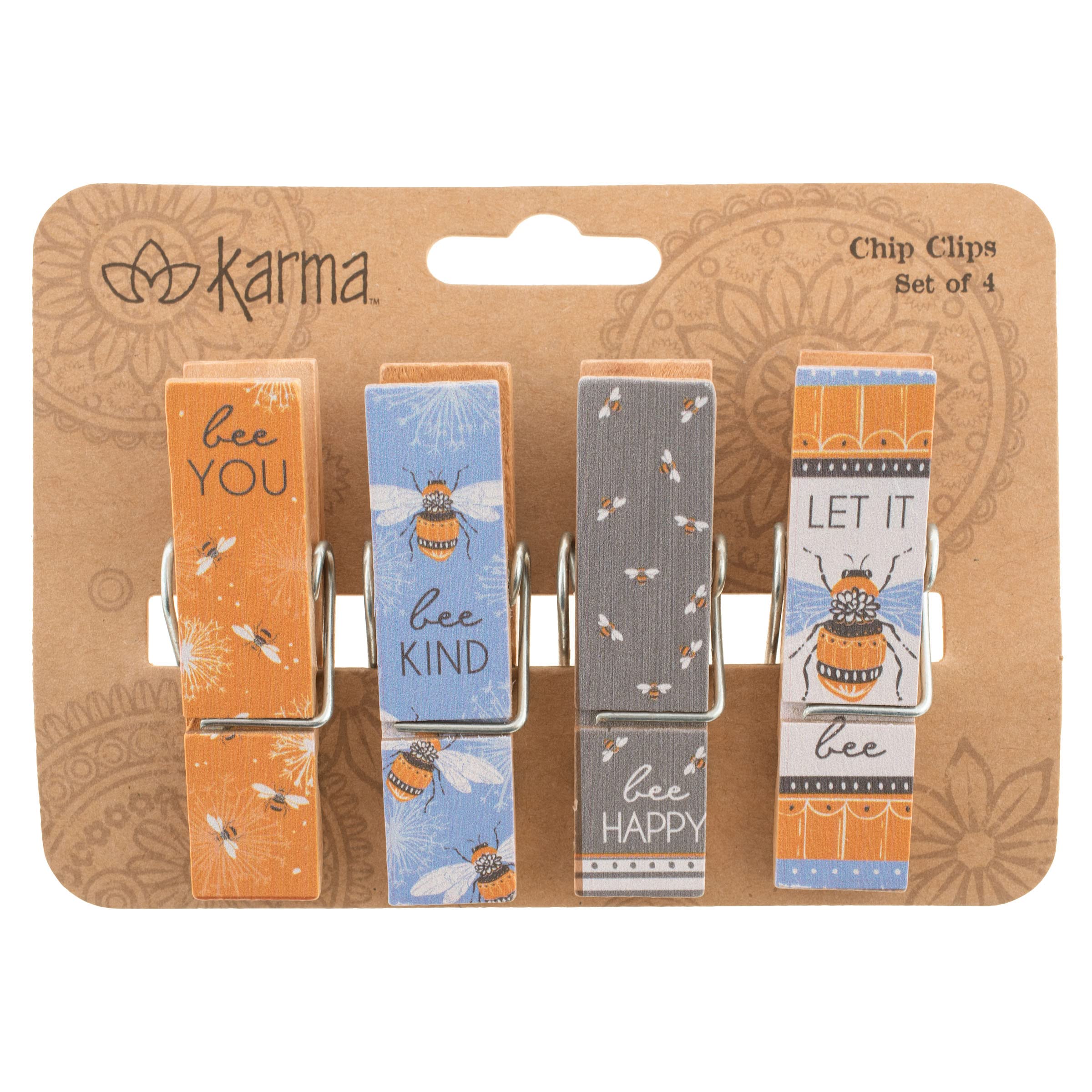 Karma Chip Clips - Bag Clips - Potato Chip Bag Clips - Colorful and Fun Bag Clips for Food and Storage - One Size - Bee