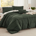 Bedsure Olive Green Full Size Comforter Set - 4 Pieces Pinch Pleat Bed Set, Down Alternative Warm Bedding Sets For All Season, 1