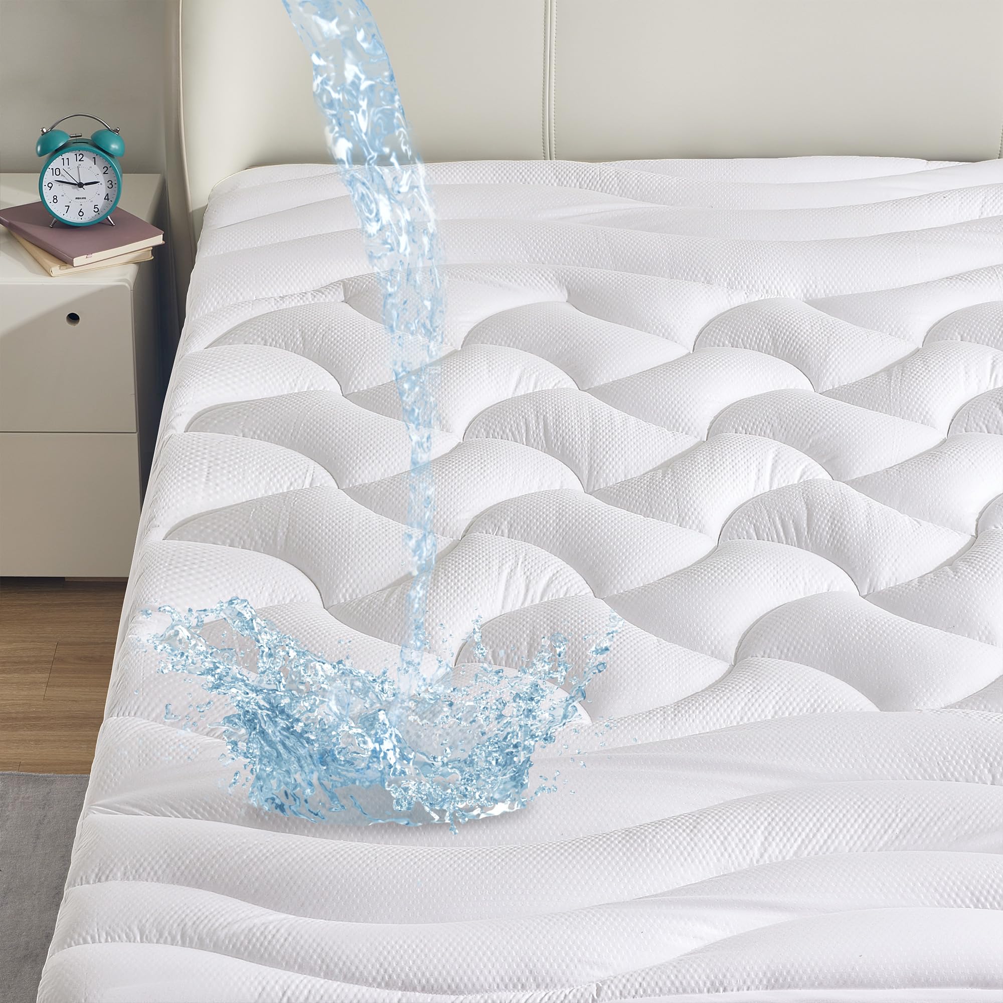 Sleep Zone Waterproof Mattress Topper Queen Size, Cooling Mattress Pad Cover For Hot Sleepers, Extra Thick Pillow Top With Deep