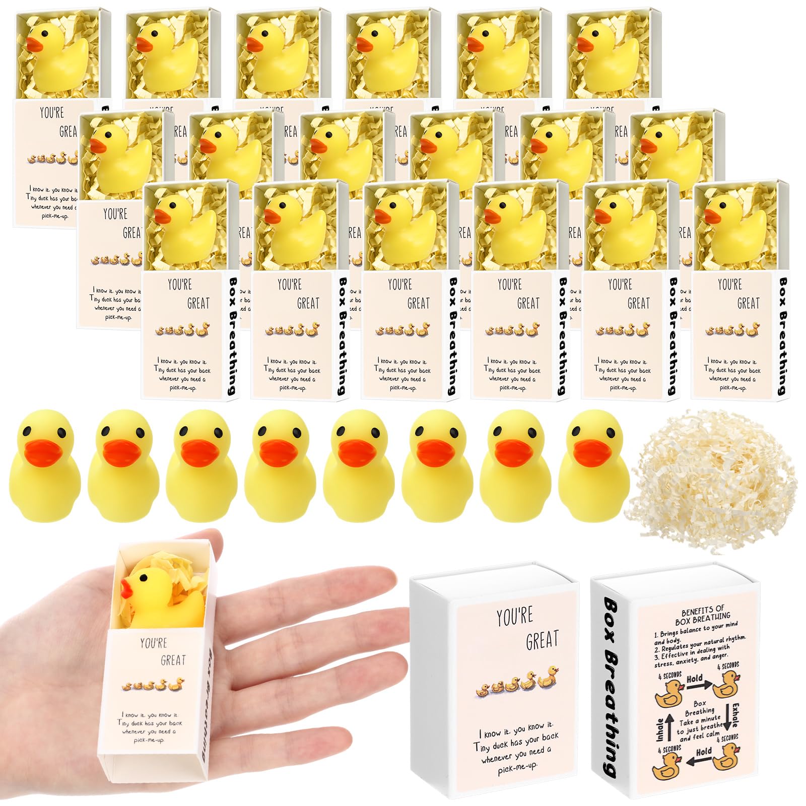 Wettarn 24 Sets Duck Gifts Cute Stress Balls with Support Gift Boxes You re Ducking Great Party Favors for Employee Coworker Fr