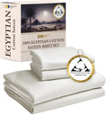 Certified Luxury 100% Egyptian Cotton Sheets Deep Pocket Cal King Sheets, Bedding Sheets & Pillowcases Set, Sateen Cooling Sheet