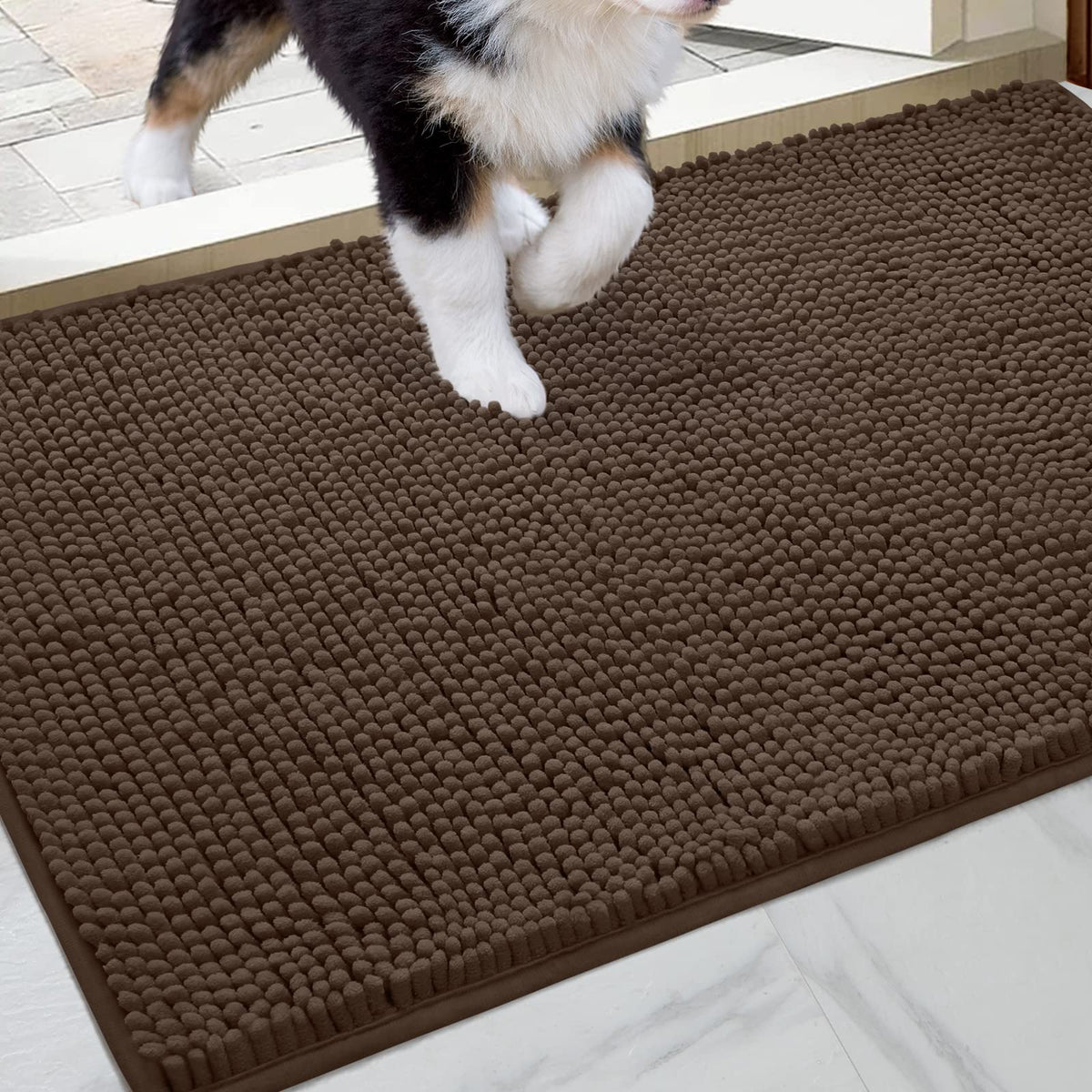 Homeideas Absorbent Chenille Door Mat Indoor, 24   X36   , Dirt Trapper Machine Washable Non Slip Throw Rugs For Entryway, Entra