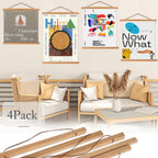 Artmag 4 Packs Magnetic Poster Hanger Frame, 13X19 13X22 13X24 Light Wood Wooden Magnetic Poster Frame For Maps Artwork Canvas P