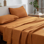 Everly Linen Sheets Set King Size,100% French Stonewash Pure Linen Sheets Set,4Pieces (1Flat Sheet,1Fitted Sheet,2Pillowcase) Su