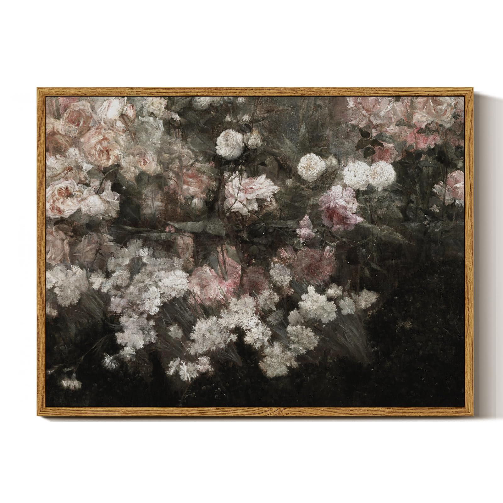 InSimSea Framed Canvas Wall Art Vintage Decor, Home Decor Garden in May Flower Wall Art Aesthetic Room Decor, Rustic Wall Decor 